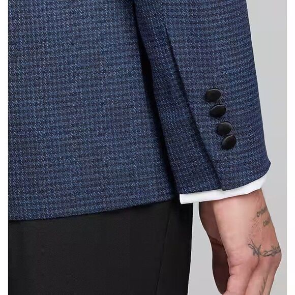 44R Jos A Bank Tailored Fit Peak Lapel Check Dinner Jacket C110897 - Picture 6 of 11